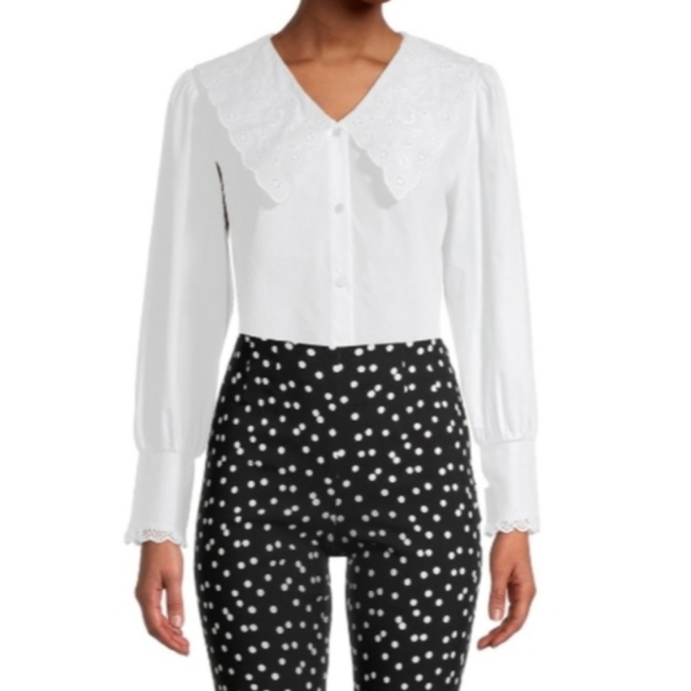 NEW! Chenault Lace Collar Poplin Blouse